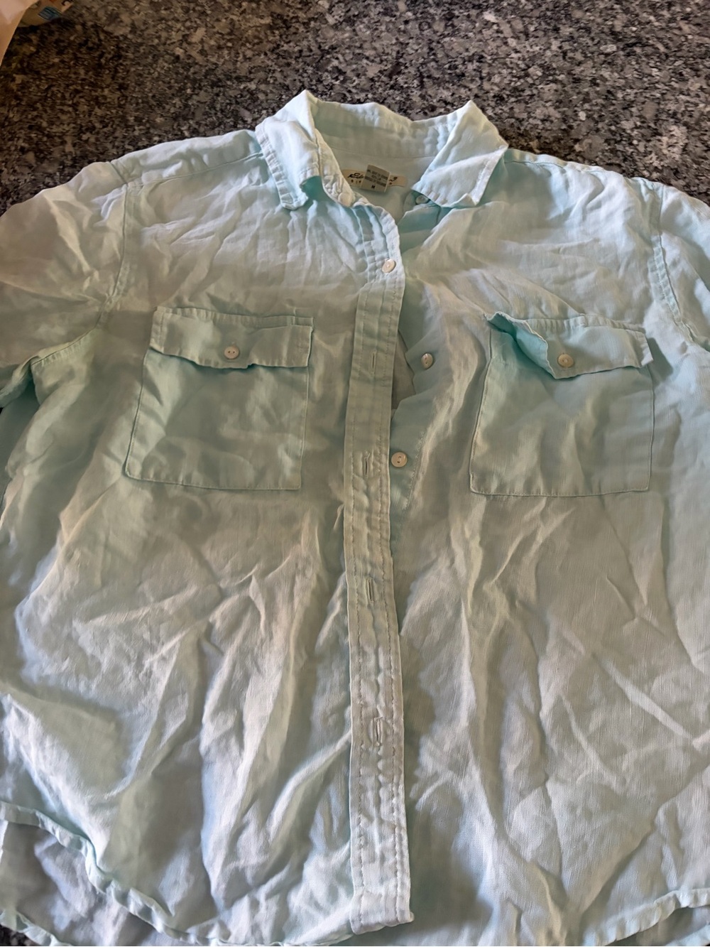 Eddie Bauer Pale Mint Linen Button-Up Shirt